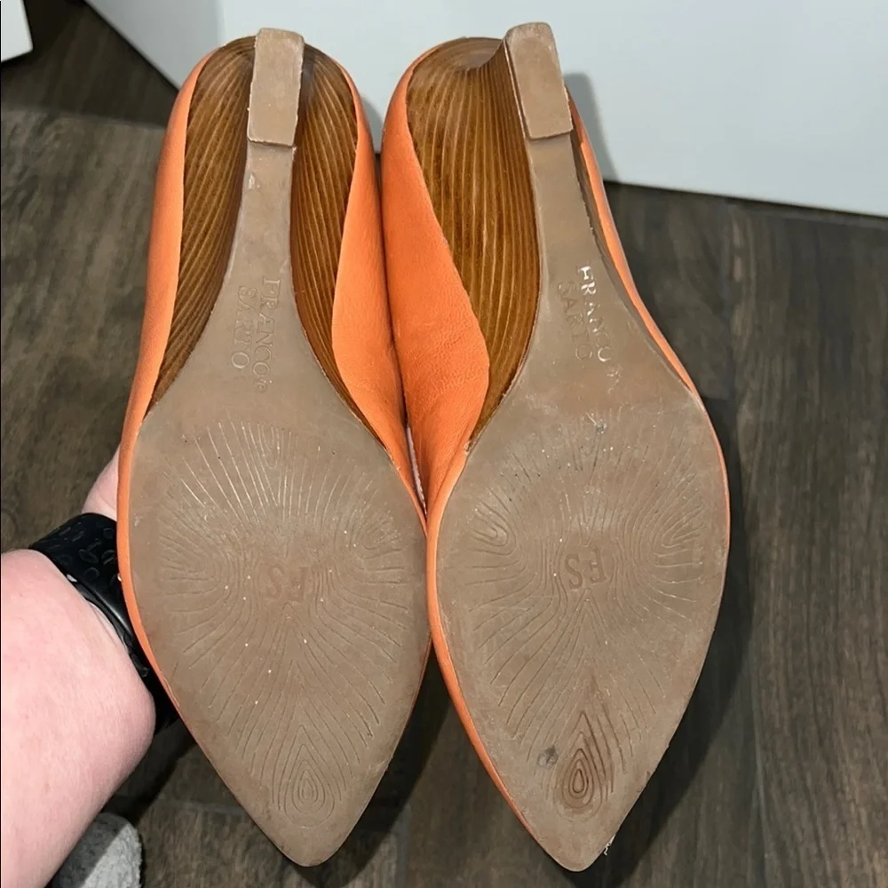 Franco Sarto Orange Wedge Pointy Toe Heel Sz 6.5